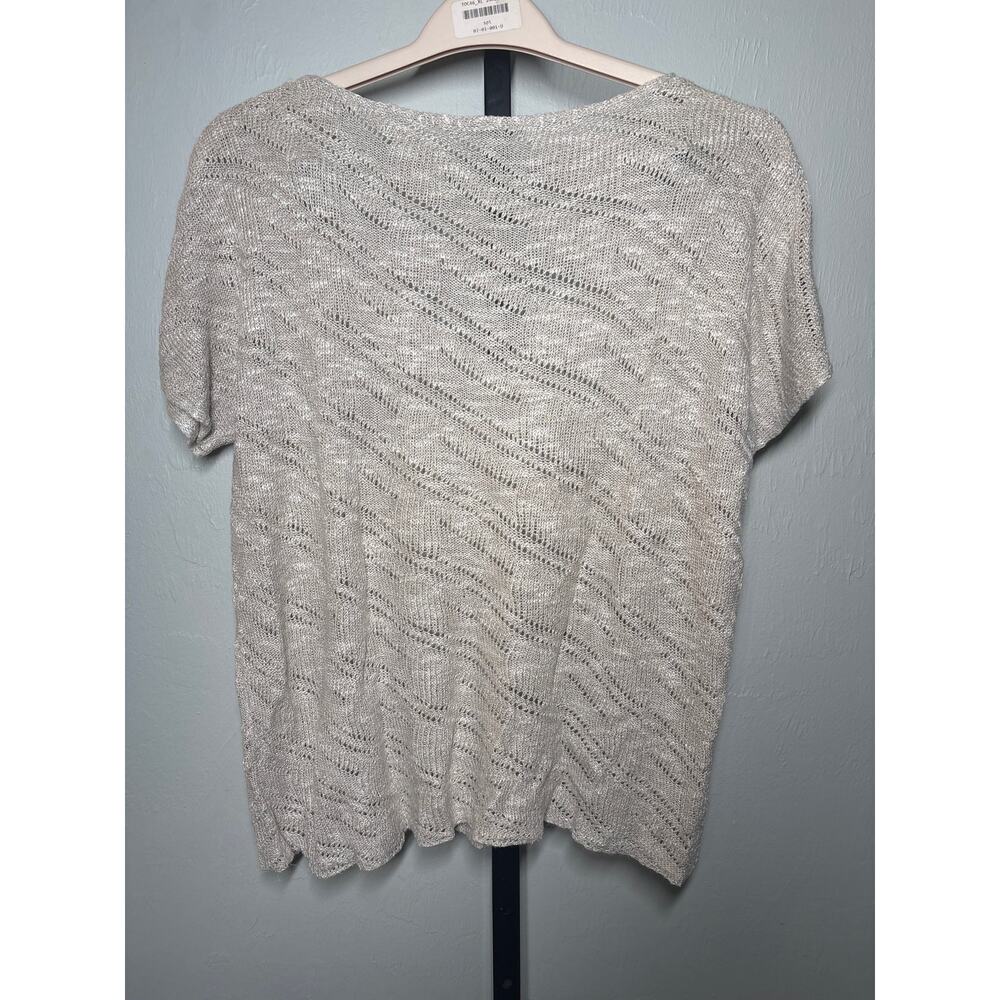 Eileen Fisher Linen Blend Sweater Top Medium Beige Karma Ripple Pointelle Knit - Picture 3 of 6
